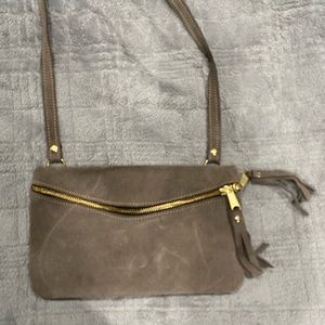 Grey suede crossbody bag
